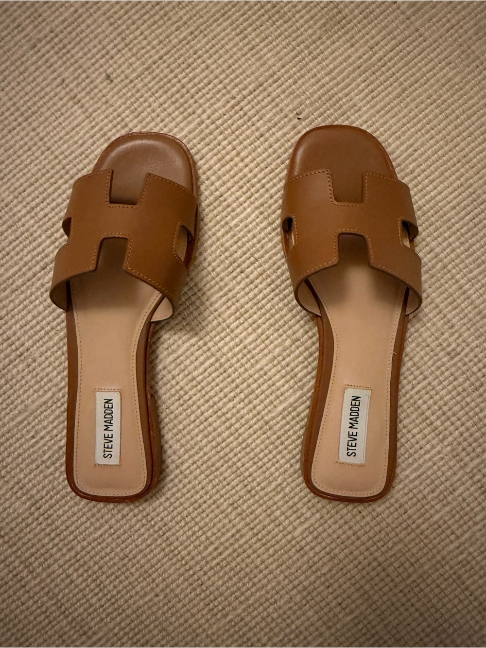 Steve Madden Haydn Cognac Leather Slide Sandal